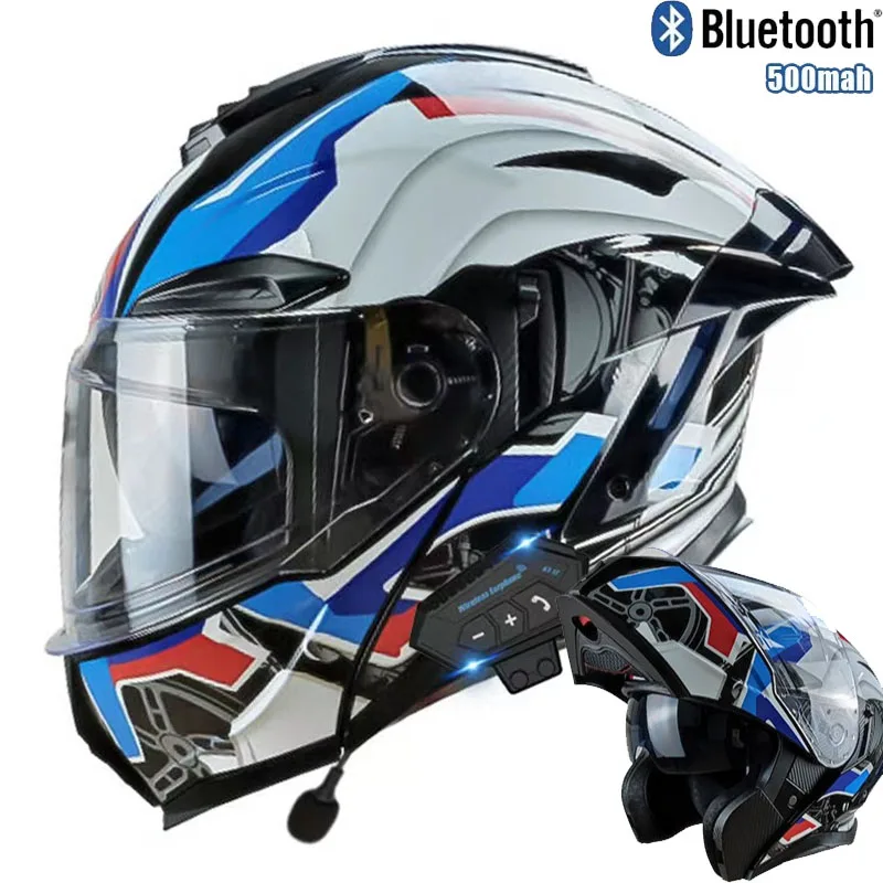 Full Face Motorcycle Helmet With Bluetooth - Casco moto apribile con casco da